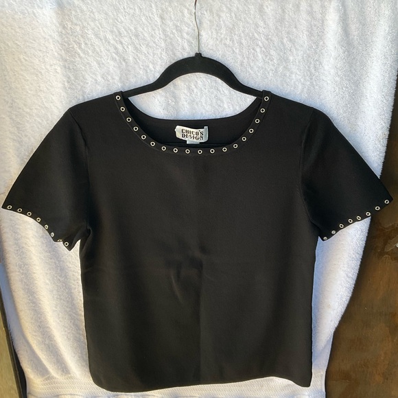 Chico’s Apparel Hardwear Short Sleeve Blouse Black; NWT; M/8 - Picture 3 of 12